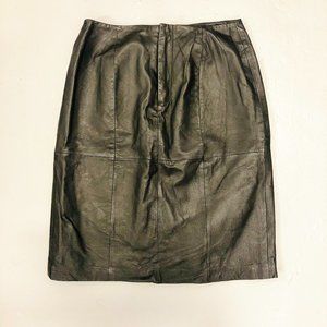Vintage Black Leather High Waist Pencil Skirt Size 6